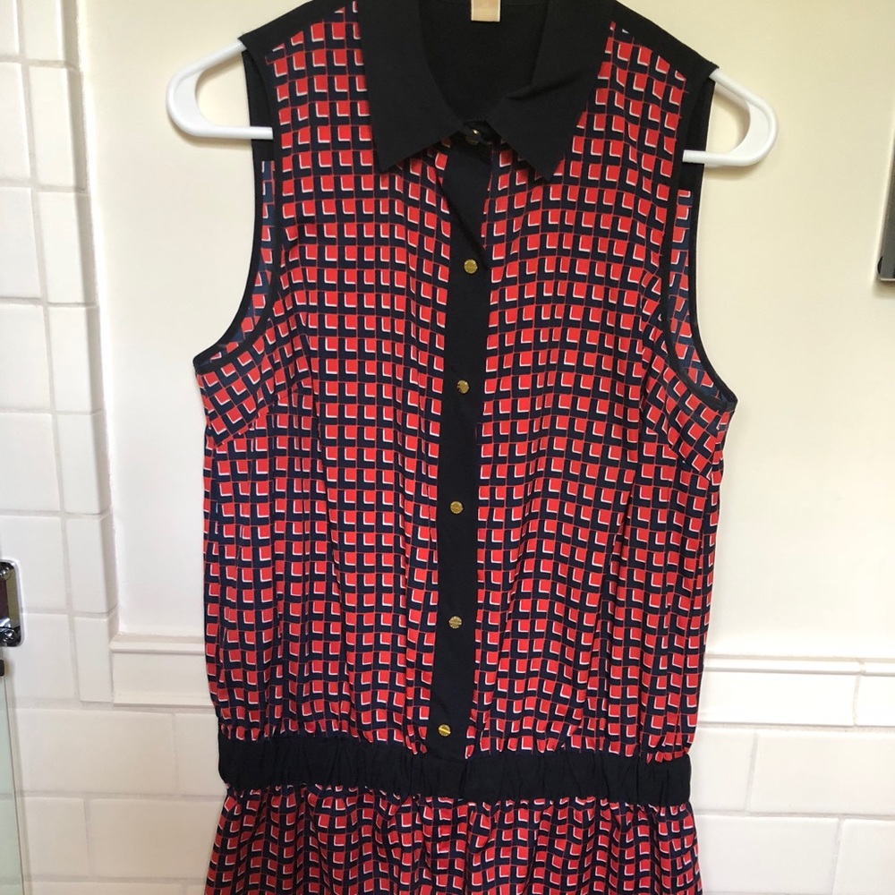 Michael Kors Red and Blue Collared Romper